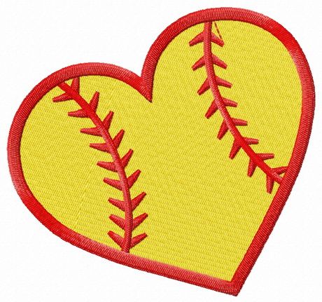 Baseball heart machine embroidery design