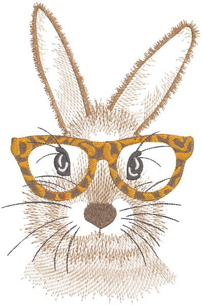 Easter Bunny with Glasses embroidery design