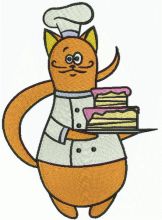 Cat chef embroidery design