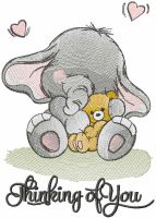 Baby elephant with toy embroidery design