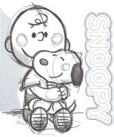 Snoopy hugs Charlie brown embroidery design