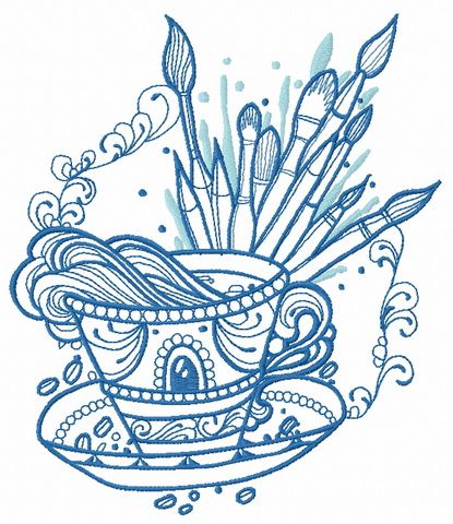 Cup with inspiration machine embroidery design