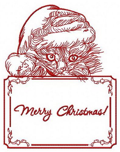 Merry Christmas kitten machine embroidery design