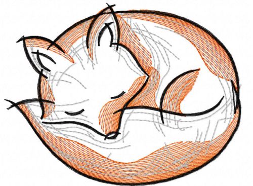 Sleeping little fox free embroidery design
