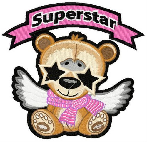 Bear superstar machine embroidery design