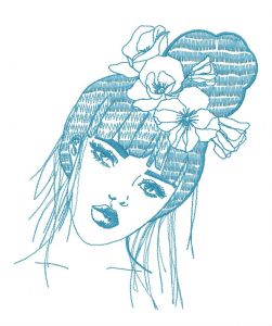 Detached girl 2 embroidery design