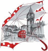 London umbrella embroidery design