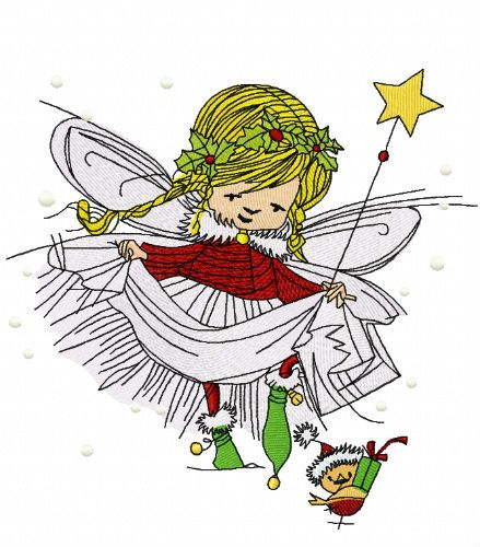 Christmas fairy machine embroidery design