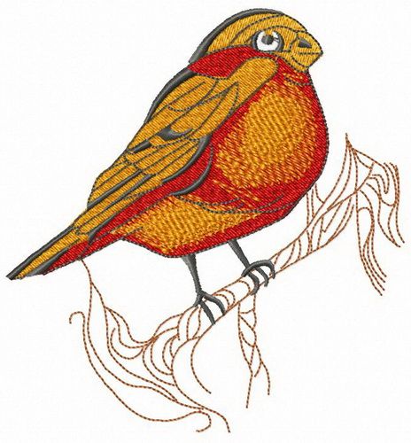 Orange birdie machine embroidery design