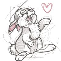 Thumper romantic sketch embroidery design