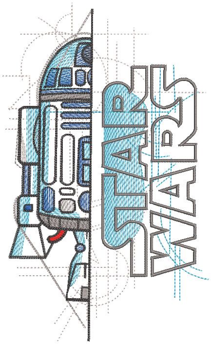 Star Wars R2-D2 sketch embroidery design