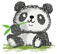 Panda's breakfast embroidery design