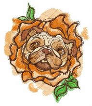 Rose costume for pug-dog embroidery design