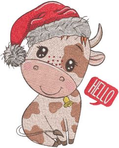 Christmas cow with santa hat