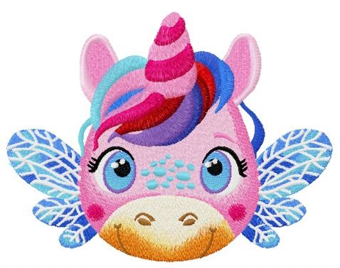 Young winged unicorn machine embroidery design