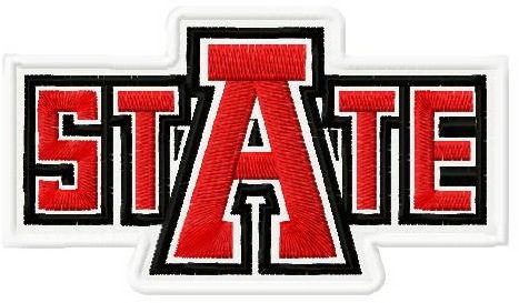 Arkansas State Red Wolves logo machine embroidery design