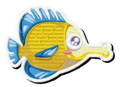 Yellow fish machine embroidery design