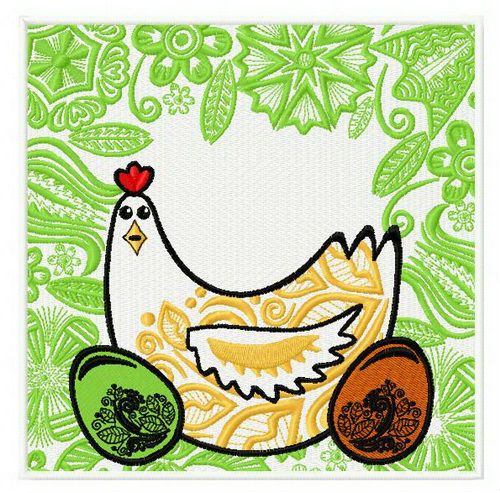 Easter hen machine embroidery design