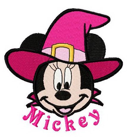 Minnie the witch machine embroidery design