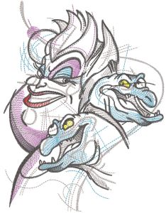 Ursula with snakes embroidery design