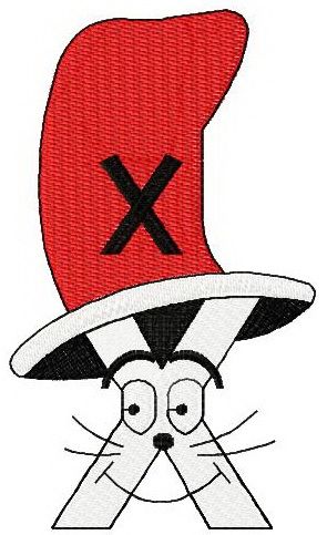 Dr. Seuss alphabet letter X machine embroidery design