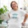 woman wearing t-shirt with Vintage stand with kitchen utensils embroidery design