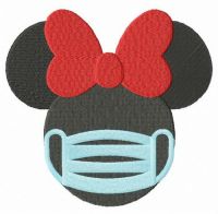 Minnie with surgical mask embroidery design
