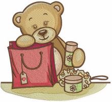 Teddy bear's shopping embroidery design