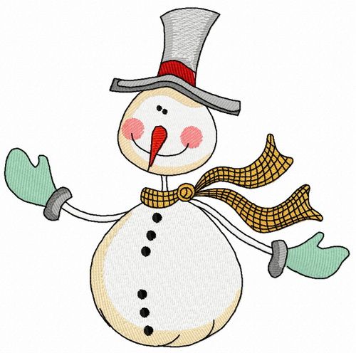 Ruddy snowman machine embroidery design