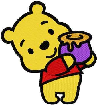 Winnie the Pooh with honey pot  machine embroidery design