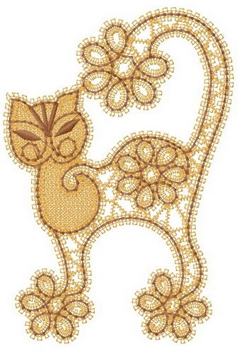 Flower cat machine embroidery design