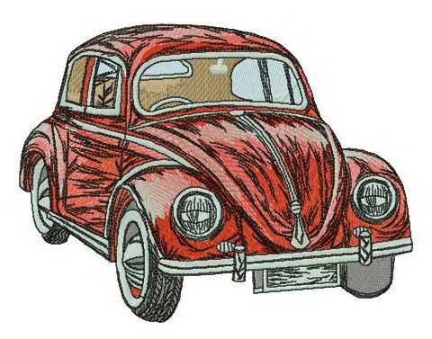 Red Volkswagen Bug machine embroidery design