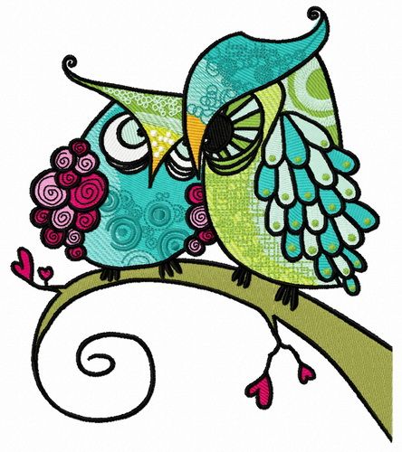 Grouchy owls machine embroidery design