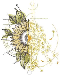 Chamomile vs  Dandelion embroidery design