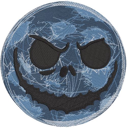 Skellington scary moon embroidery design