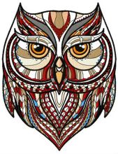 Mosaic owl embroidery design