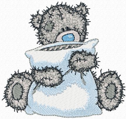 Teddy Bear with pillow machine embroidery design