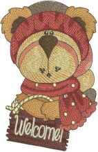 Teddy welcome 2 embroidery design
