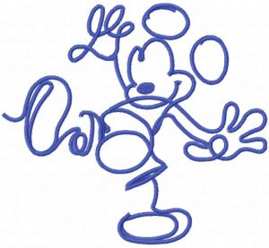 Mickey Mouse with lines embroidery design