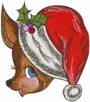 Cute Christmas deer embroidery design