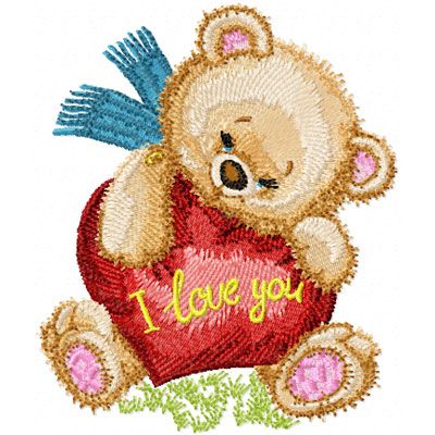 Teddy Bear with Heart machine embroidery design