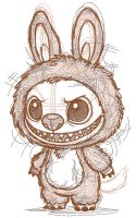 Labubu sketch style embroidery design