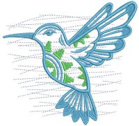 Desenho de bordado grátis Cesta Navajo Humming Bird