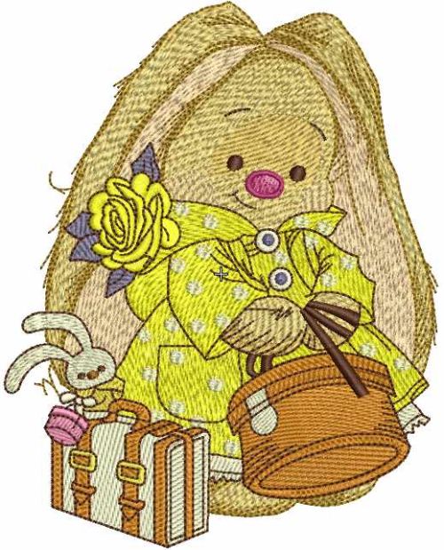 Rabbit ready travel embroidery design