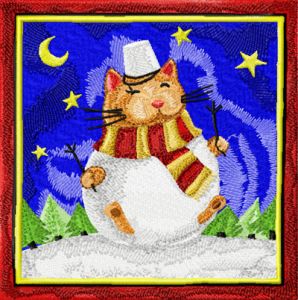 Christmas Cat Snowman embroidery design