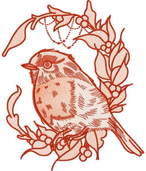 Orange bird embroidery design