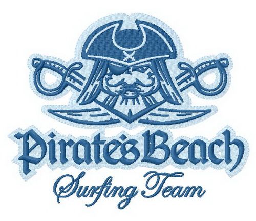 Pirate's beach Surfing team 2 machine embroidery design