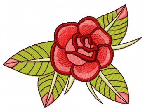 Miniature rose machine embroidery design