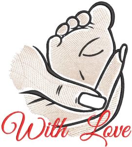 Mother baby with love embroidery design