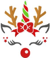 Funny Christmas unicorn embroidery design